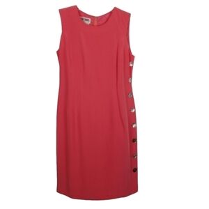 Maggy London Petites Silk Sleeveless Dress Fitted Knee Length Salmon MOP Size 2